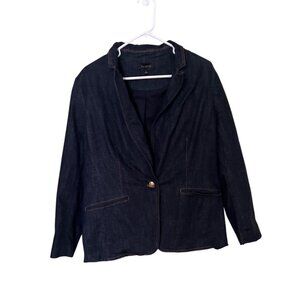 Talbots  Denim Blazer Jacket Size 16 Gold Button Detail  Business Office Career